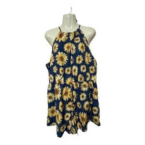 Shein Womens Romper Halter Sunflowers Shorts Lightweight Cottagecore